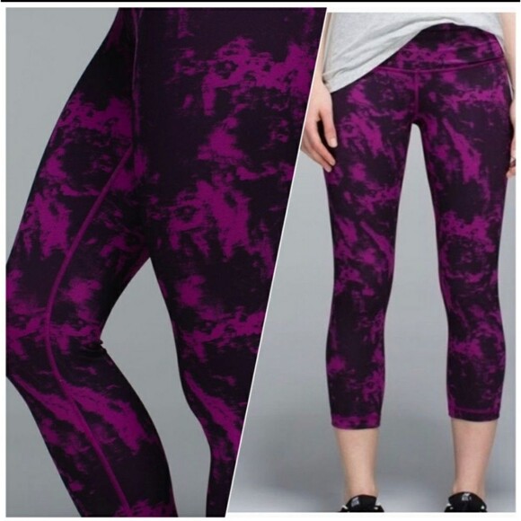 Lululemon Wunder Under Crop II Breezie Regal Plum Leggings Yoga Outdoor Athletic - Picture 2 of 11